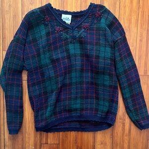 Vintage Northern Reflections 100% Cotton Women's Plaid Sweater